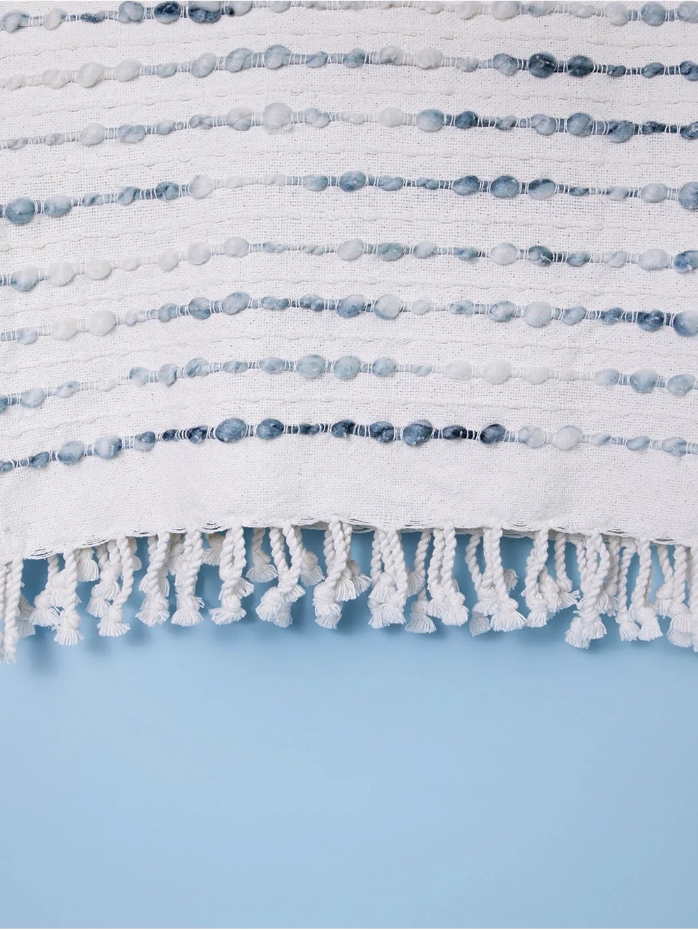 Blue and white  Stripe Tassel Throw Blanket -